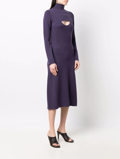 Ferragamo Lamé Wool Midi Dress In Violett