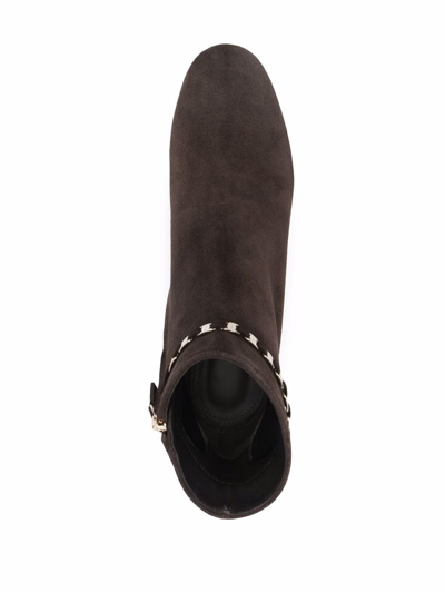 Ferragamo Ghila Leather Zip Ankle Booties In Braun
