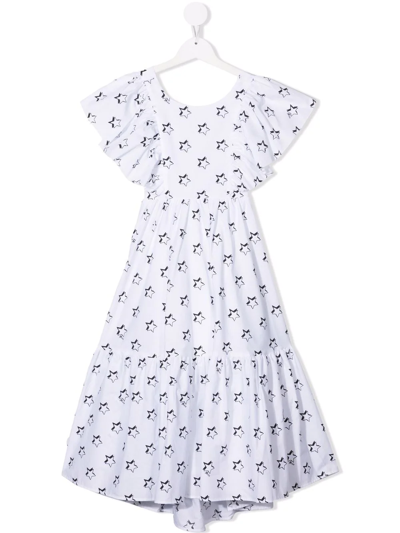 Shop Monnalisa Star-print Cotton Dress In White