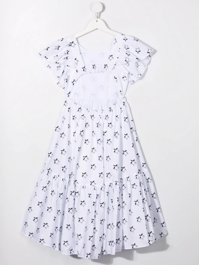 Shop Monnalisa Star-print Cotton Dress In White