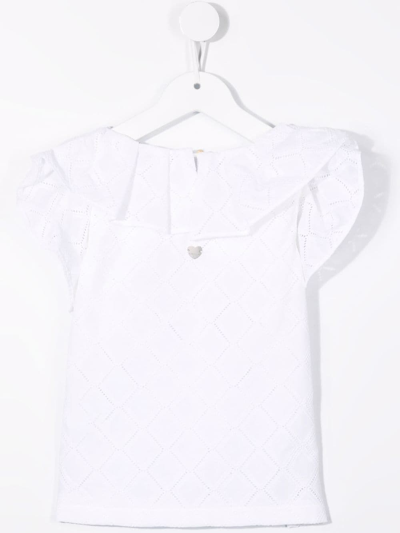 Monnalisa Perforated-design Top In White