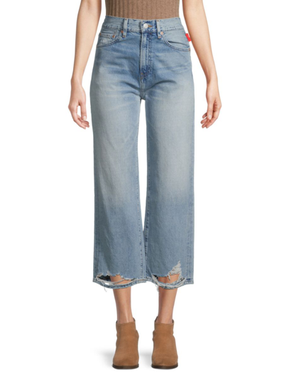 Shop Denimist Women's Pierece High-rise Flare Cropped Jeans In Blue
