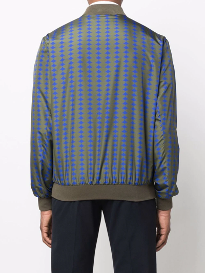 Shop Kiton Geometric-pattern Zip-up Jacket In Green