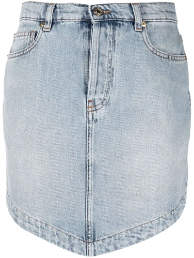 Shop Alexandre Vauthier Asymmetric Denim Mini Skirt In Blau