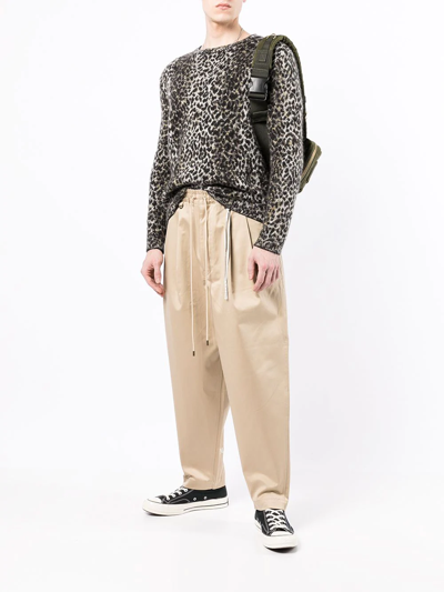 Shop Mastermind Japan Drawstring Tapered-leg Trousers In Brown