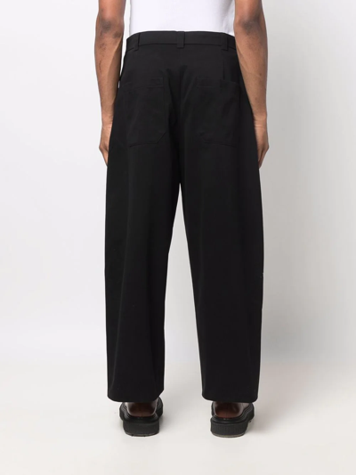 Shop Studio Nicholson Sorte Wide-leg Pleated Trousers In Schwarz