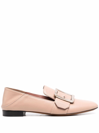 Shop Bally Buckled Leather Loafers In Nude