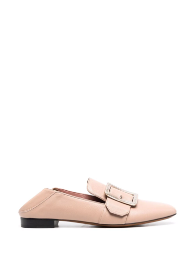Shop Bally Buckled Leather Loafers In Nude