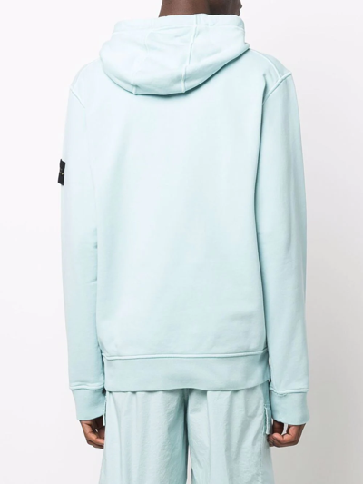 Shop Stone Island Compass Badge Logo Hoodie In Blau