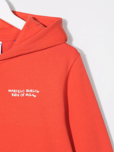 Shop Marcelo Burlon County Of Milan Logo-print Zip-up Hoodie In Red
