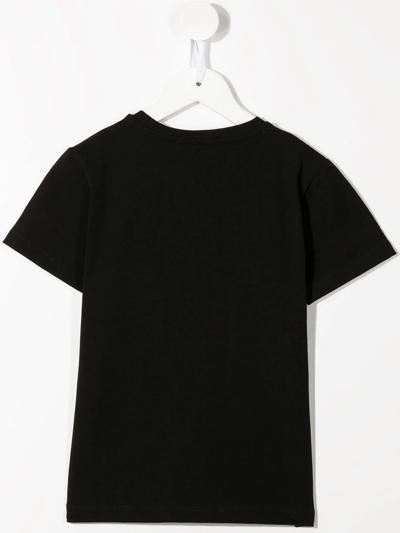 Shop Roberto Cavalli Junior Metallic-logo Print T-shirt In Black