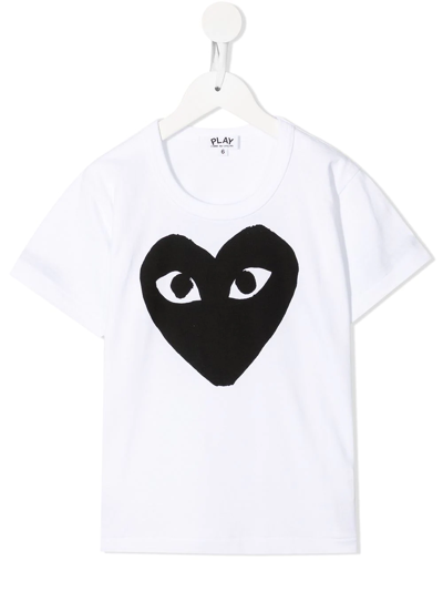 Shop Comme Des Garçons Play Heart-print Roundneck T-shirt In White