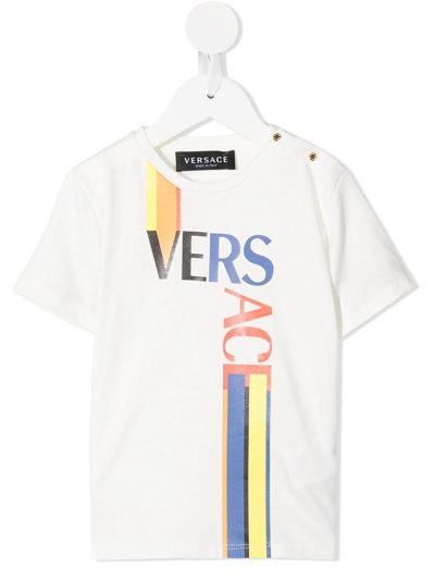 Shop Versace Logo-print T-shirt In White