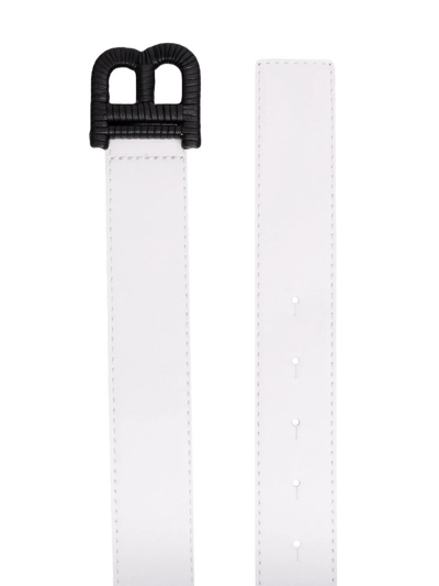 Shop Balmain Logo-buckle Leather Belt In White