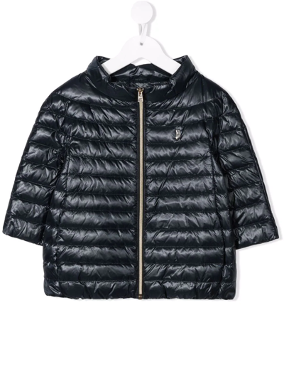 Shop Herno Zipped Padded Coat In Blue