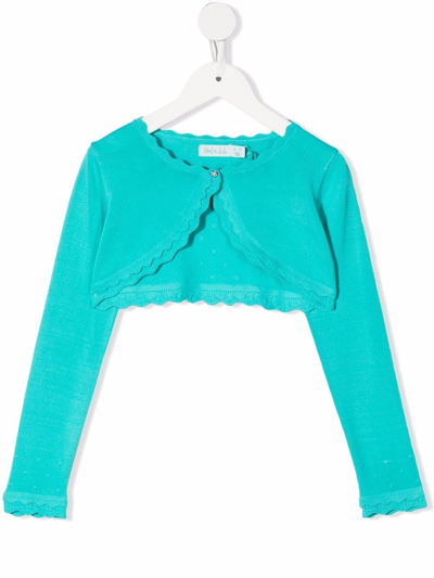 Shop Abel & Lula Cropped Knitted Cardigan In Blue