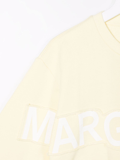 Mm6 Maison Margiela Teen Logo Print Sweatshirt In Yellow