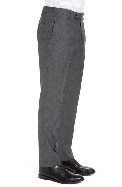 Shop Zanella Parker Flat Front Sharkskin Wool Trousers In Medium Grey