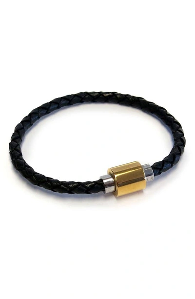 Shop Liza Schwartz Leather Braided Bracelet In Black