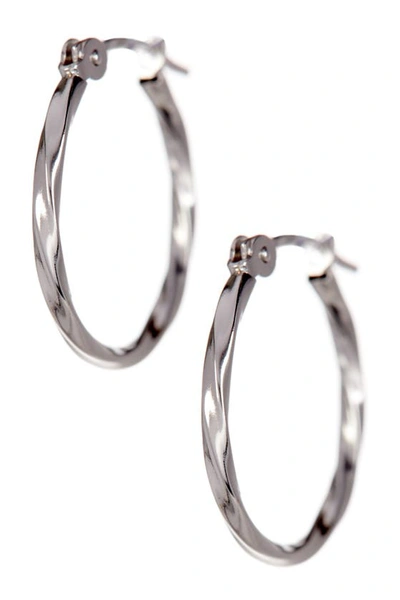 Candela Jewelry 14k White Gold 9mm Twisted Hoop Earrings In White Gold
