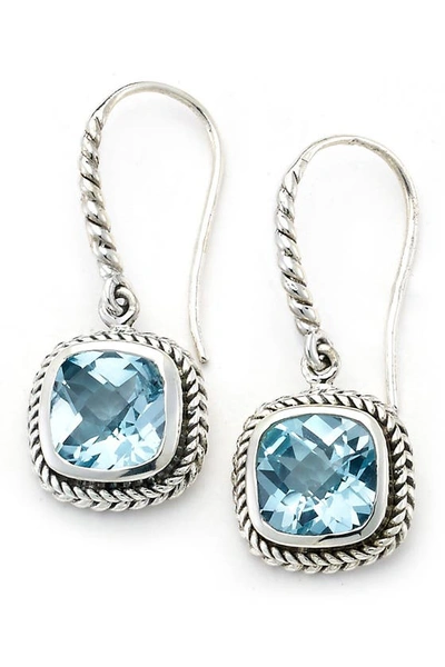 Shop Samuel B. Sterling Silver Rope Etched Blue Topaz Drop Earrings