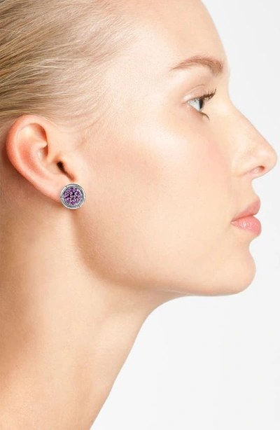 John Hardy Sterling Silver Pave White Topaz Bamboo-textured Circle Stud Earrings In White