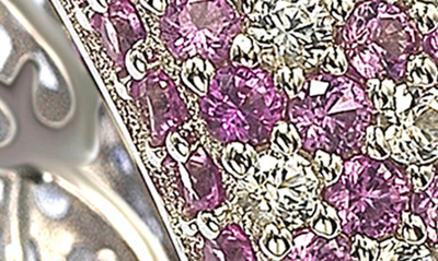 Suzy Levian Sterling Silver Pink Sapphire And Diamond Accent Eternity Pave Ring In Pink