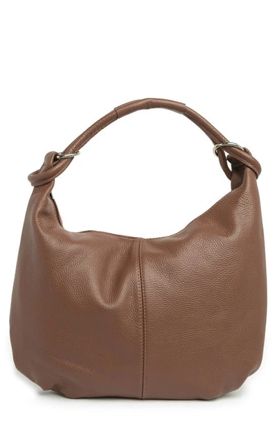 Shop Giulia Massari Top Handle Leather Shoulder Bag In Brown