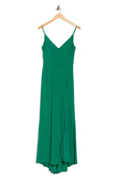 Shop Jump Apparel Plunge V-neck Jersey Gown In Emerald