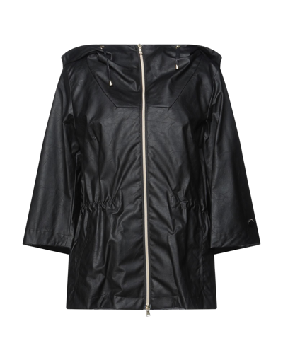 Shop Geospirit Woman Overcoat & Trench Coat Black Size 6 Viscose, Polyamide