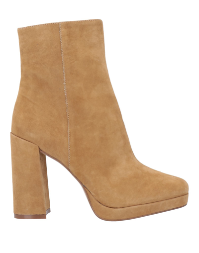 Shop Steve Madden Main Bootie Suede Woman Ankle Boots Camel Size 7.5 Soft Leather In Beige