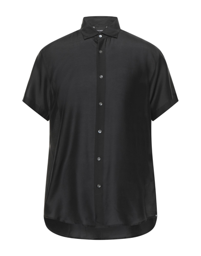 Shop Emporio Armani Man Shirt Black Size M Modal, Silk
