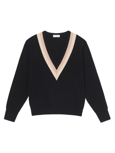 Shop Sandro Opivory Wool & Cashmere Sweater In Black