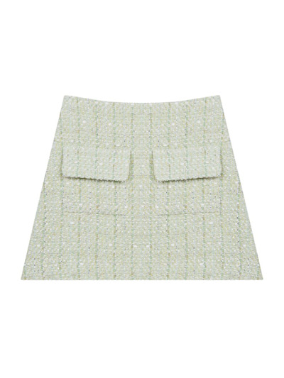 Shop Maje Women's Jinova Metallic Tweed Mini Skirt In Light Green