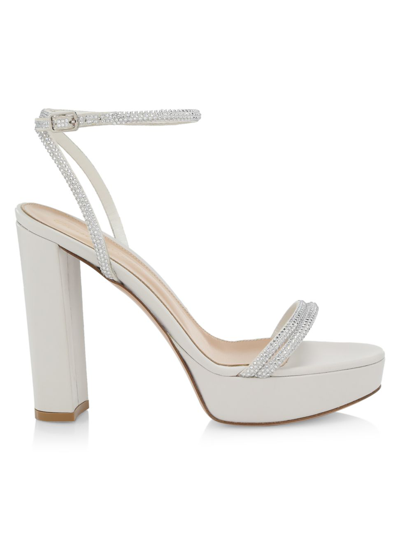 Shop Gianvito Rossi Women's Crystal-embellished Platform Sandals In White White