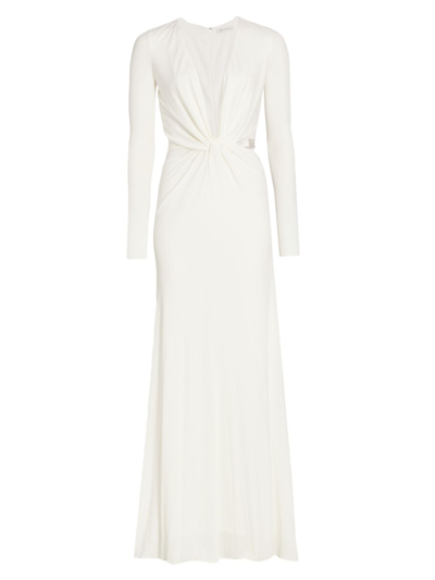 Shop Halston Women's Sofia Jersey Crystal Band Gown In Chalk