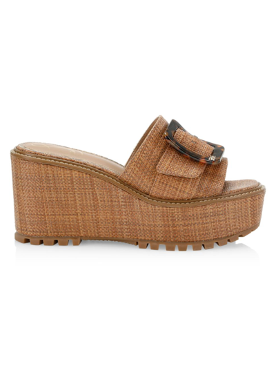Shop Sam Edelman Women's Livi Woven Wedge Sandals In Cuoio