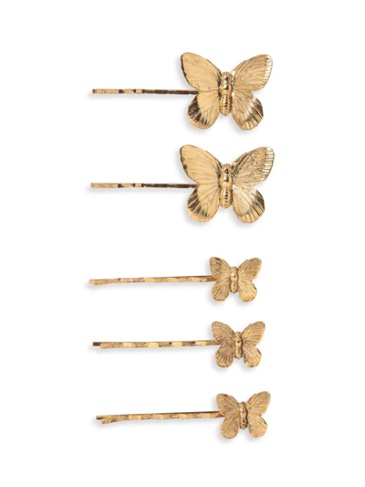 Shop Jennifer Behr Pippa 5-piece Butterfly Bobby Pin Set In Gold