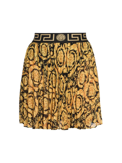 Shop Versace Women's Pleated Cover-up Skirt In Black Gold