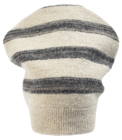 Shop Maison Margiela Striped Wool Beanie In Beige