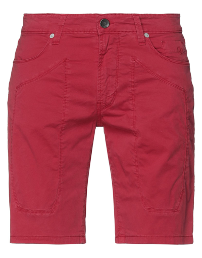 Shop Jeckerson Man Shorts & Bermuda Shorts Brick Red Size 30 Cotton, Elastane