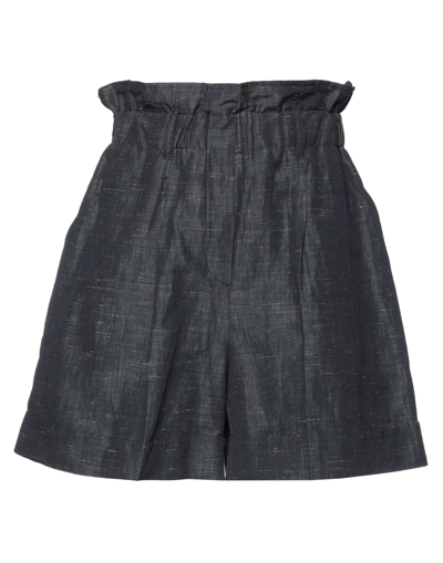 Shop Momoní Woman Shorts & Bermuda Shorts Black Size 2 Cotton, Linen, Silk
