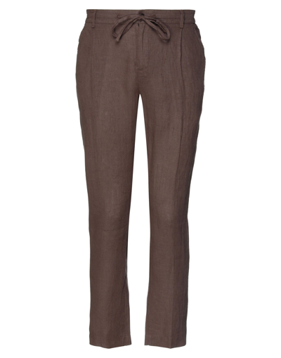 Shop Grey Daniele Alessandrini Man Pants Cocoa Size 30 Linen In Brown