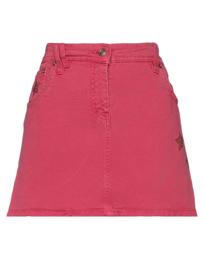 Shop Galliano Woman Denim Skirt Fuchsia Size 30 Cotton, Elastane In Pink