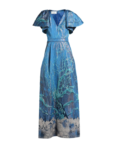 Shop Alberta Ferretti Woman Maxi Dress Azure Size 6 Polyester, Silk, Polyamide In Blue