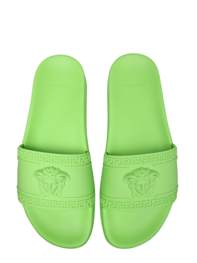 Shop Versace Slide Sandals In Green