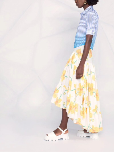 Shop Marni Poppy-print Skirt In White