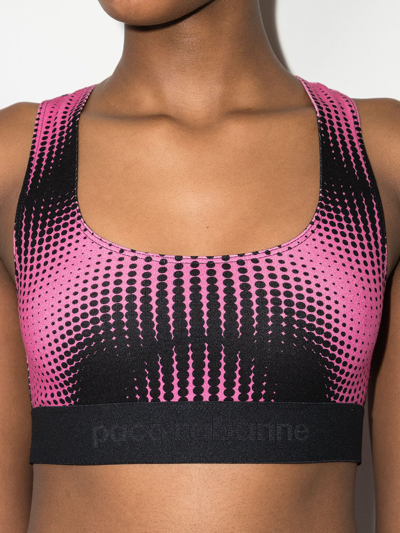 Shop Rabanne Geometric-print Sports Bra In Pink