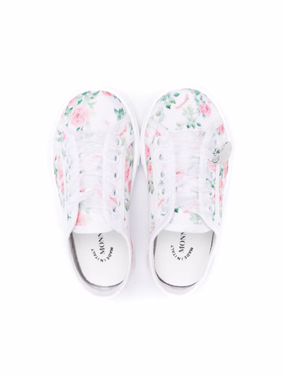 Shop Monnalisa Floral-print Low-top Sneakers In White