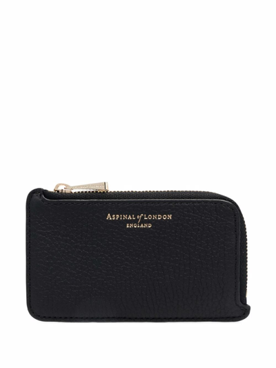 Shop Aspinal Of London Grained Leather Coin Purse In Black